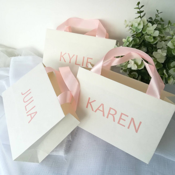 20 Bridal Shower Gift Bags With Satin Ribbon Handles and Your 