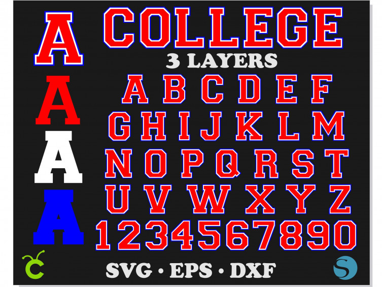 College Varsity Font SVG 3 layers Cricut | College Font SVG, College ...