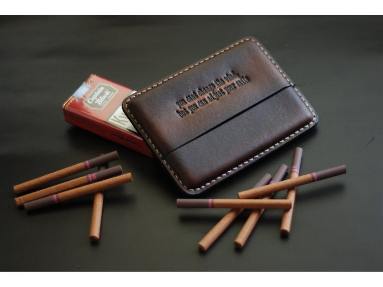 Monogrammed cigarette case, men's cigarillo pouch, brown leather cigar  holder, smoking accessory 85191 in online supermarket