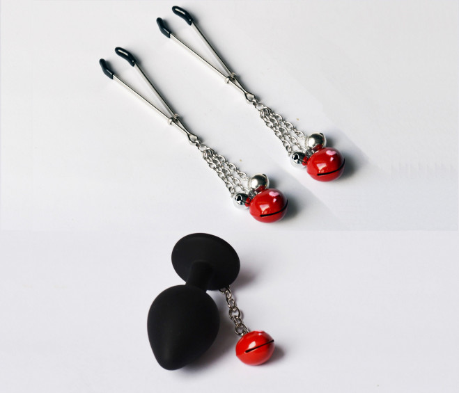 Bell Nipple Dangles Heart Nipple Clamps Non Piercing Nipple Play Sex Toy Red Silver Bells 