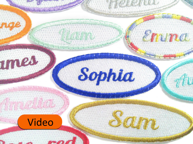 Custom Name Patch - Personalized Vintage Style Name Tag - Your Custom Text  - Iron on Work Tag - Embroidered Oval Label for Jackets 41414 in online  supermarket