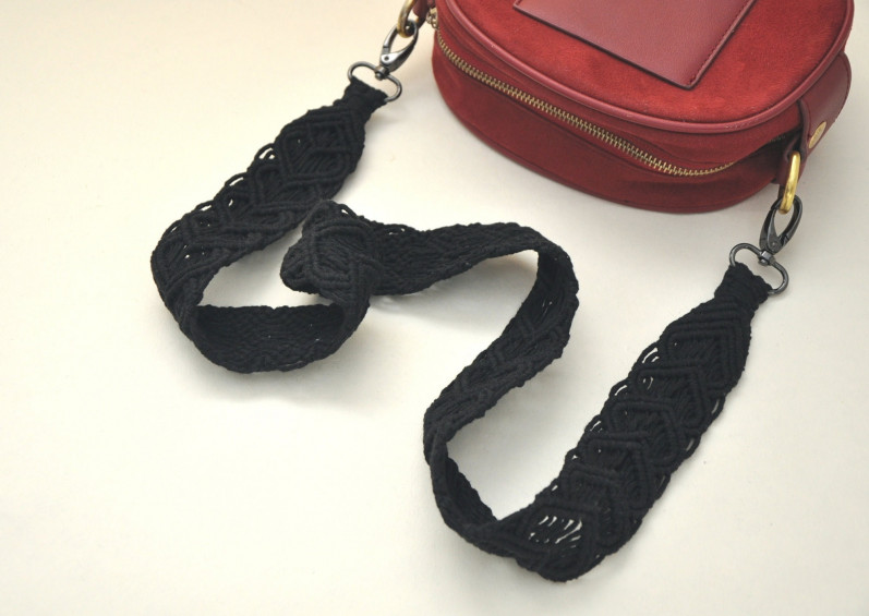 Macrame black purse strap Woven natural cotton rope bag strap Replacement  boho shoulder strap Gifts with hearts 31803 in online supermarket