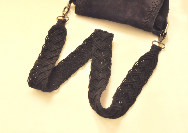 Macrame black purse strap Woven natural cotton rope bag strap Replacement  boho shoulder strap Gifts with hearts 31803 in online supermarket
