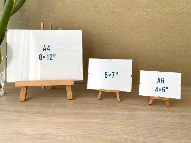 Mini Easel with Glass clip frame, desktop stand natural wooden mini  decorative easel, Glass clip picture frames Frameless photo frames 63776 in  online supermarket