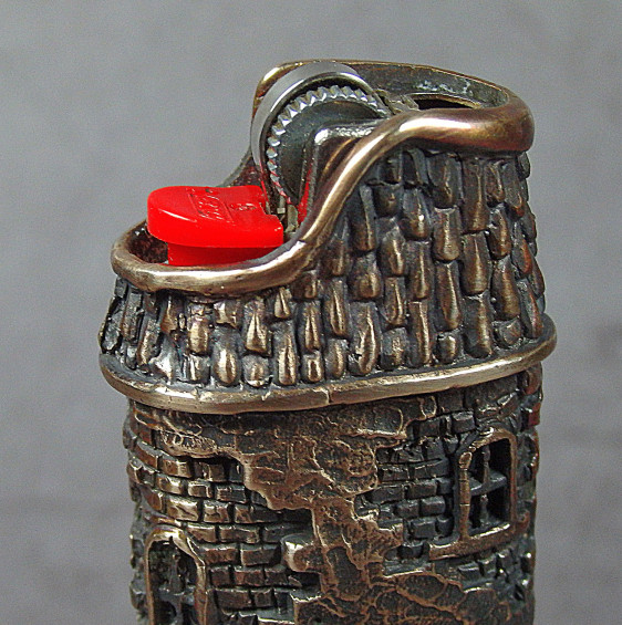 Lighter cover Old Tower, designer bronze case for disposable lighter J3,  handcrafted smoking souvenir, unique medieval LARP accessories 58930 in  online supermarket