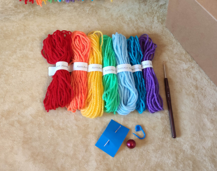 DIY Craft Kit Gift Crochet kit Rainbow keyrings DIY craft crochet kit Beginner Amigurumi Kit with yarn