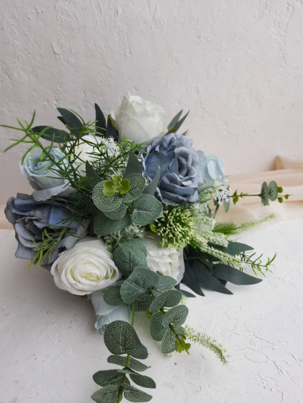 Dusty Blue Bouquet OSLO With Dried and Preserved Flowers, Boho