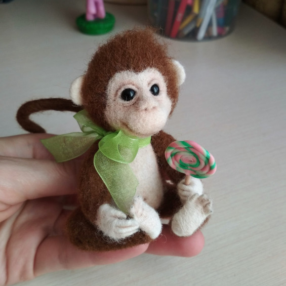 small monkey gift for Christmas Funny Christmas yarn monkey earrings
