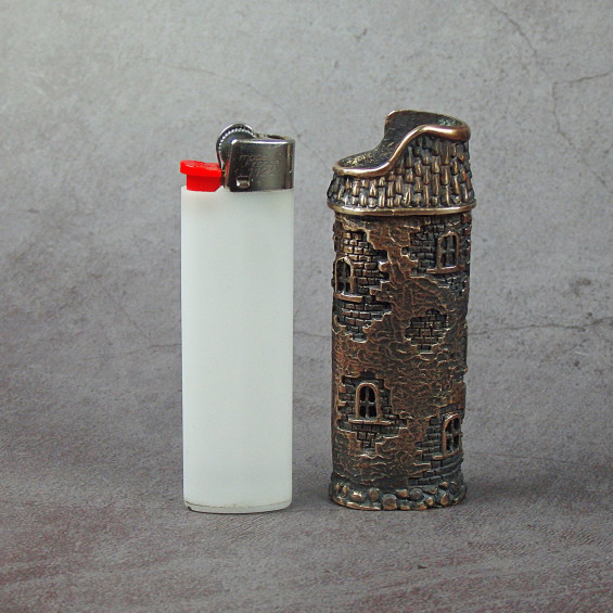 Lighter cover Old Tower on order, designer bronze case for disposable  lighter, handmade smoking souvenir, unique medieval LARP accessories 58832  in online supermarket