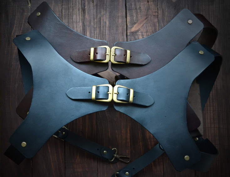 Fashion Harness Brown Leather Back & Chest Harness for men, Groomsmen  Suspenders Wedding party outfit