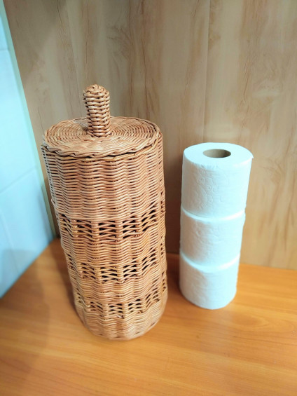 Rattan Cylinder Toilet Roll Holder Bathroom Storage Rattan Basket