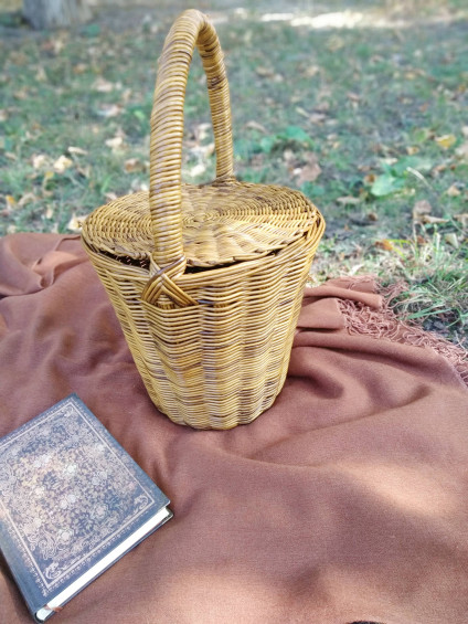 Jane Birkin Basket, Birkin Style Bag,Wicker Bag, Beach Bag, Brikin Basket Handmade with Long Handle, Round Wicker Basket,Round Willow Basket