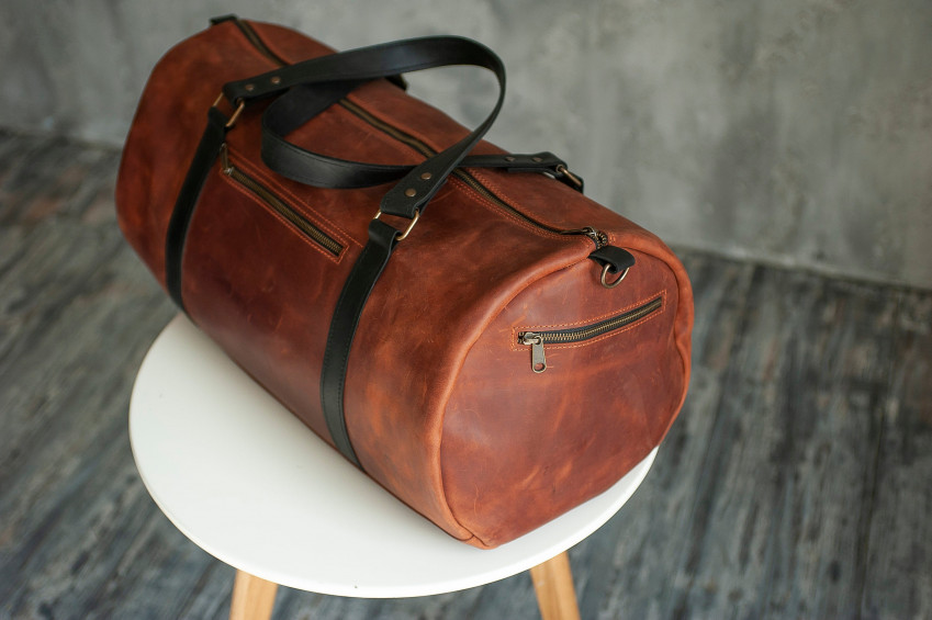 Personalised Brown Buffalo Leather Overnight Bag