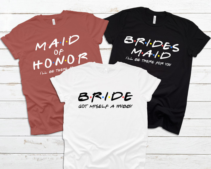 Team Bride Shirts, Friends Bachelorette Party Shirts, I'm The Bride Shirt,  Maid of Honor, Friends Theme Party (Design 1)