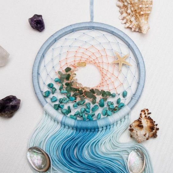 Nautical sea dreamcatcher Ocean themed decor shells beach