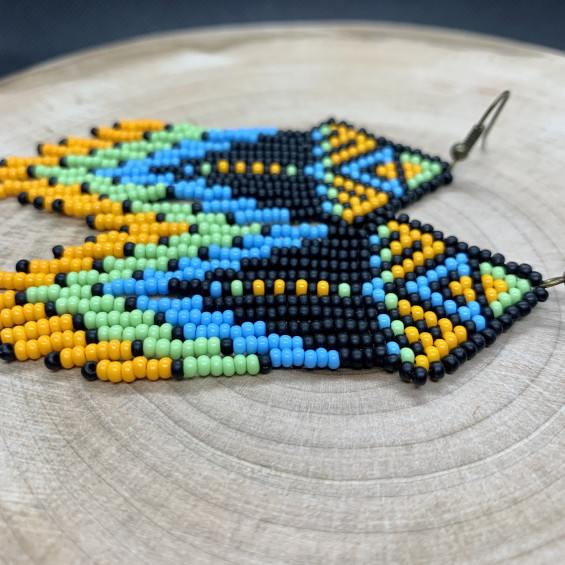 NATIVE TRIBAL STYLE MIX TURQUOISE BEIGE ORANGE RED HANDMADE SEED BEADS hairpin 