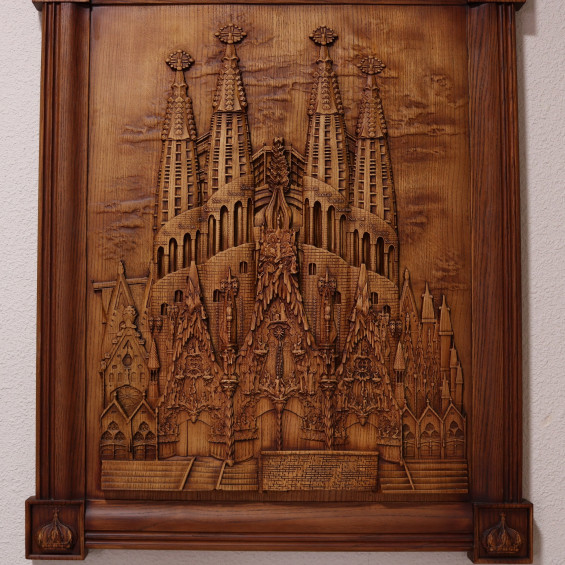 Barcelona Hand carved wood panel, Sagrada Familia, Gaudi, Wood wall ...