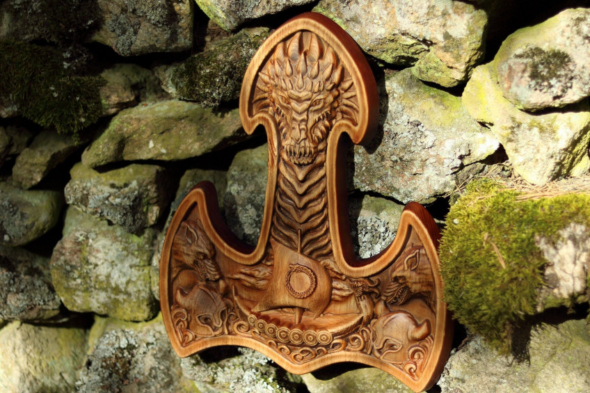 Ritual Offering Bowl Mjolnir & Runes Thor's Hammer 