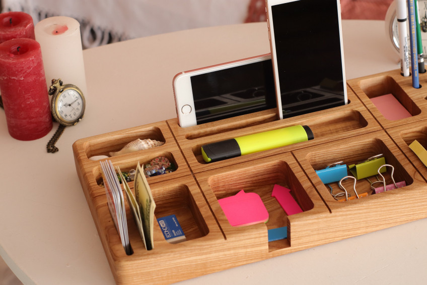 office desk accessories, new job gift for him, wood anniversary gift for him,  Gifts for men who have everything, wooden organizer 67455 in online  supermarket