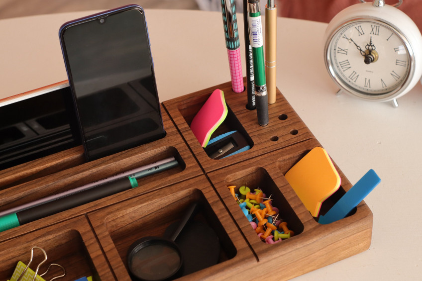 office desk accessories, new job gift for him, wood anniversary gift for  him, Gifts for men who have everything, wooden organizer 67455 in online  supermarket