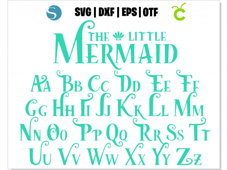 Mermaid Font SVG, Mermaid Font OTF, Mermaid letters SVG, Mermaid